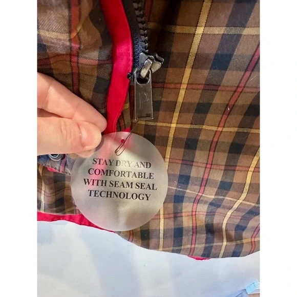 Pendleton Red Hooded Raincoat Anorak NWOT Women Sz XL Plaid Lining Full Zip $259 - Picture 7 of 11